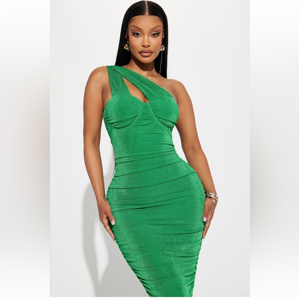 Fashion Nova Fern Midi Dress- Green - Picture 5 of 9